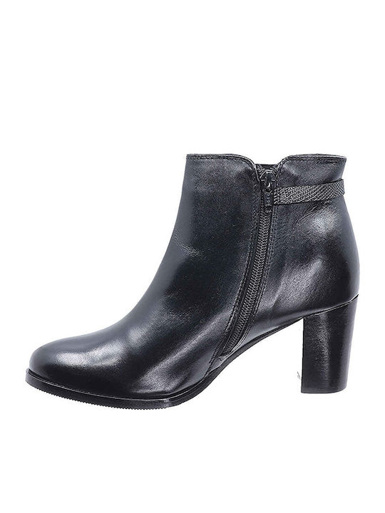 Leder Stiefeletten Damen Schwarz