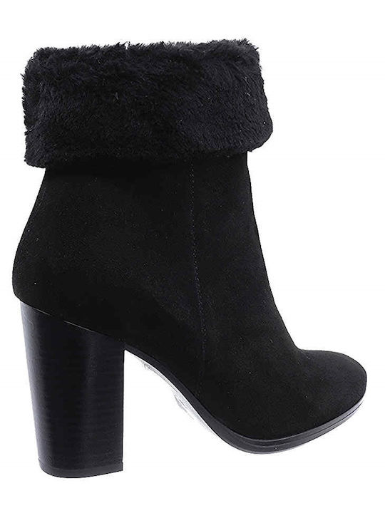 Leder Stiefeletten Damen mit Pelz Schwarz