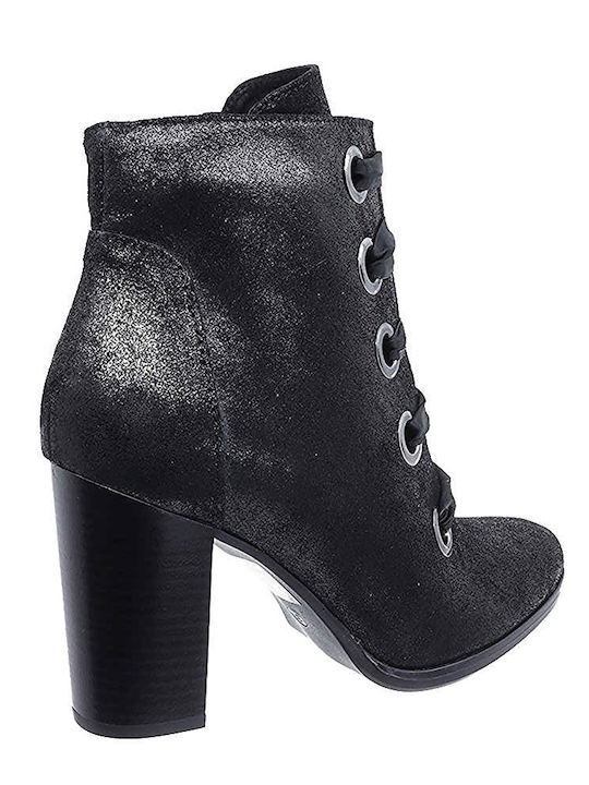 Leder Stiefeletten Damen Schwarz