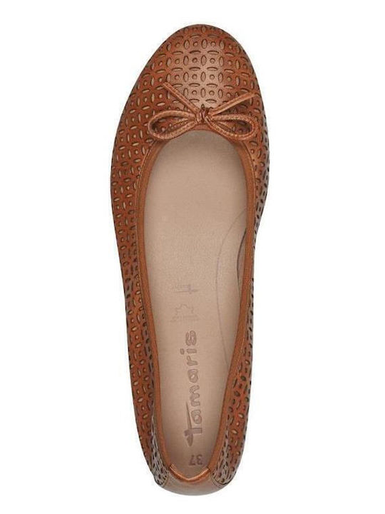 Synthetic Leather Pointy Ballerinas Brown