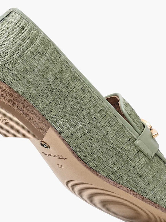Δερμάτινα Γυναικεία Loafers σε Πράσινο Χρώμα