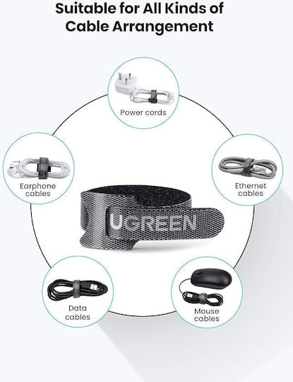 Ugreen 20245 Klett-Kabelbinder 180x12mm Schwarz 3 Stück