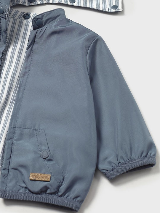 Kids' Casual Jacket Short Windproof Double Sided with Hood Blue