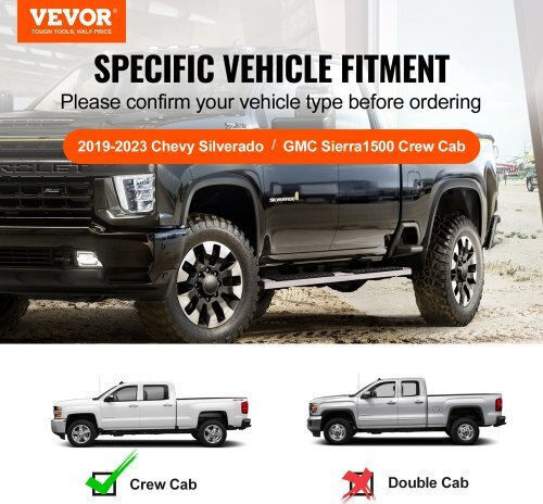 Vevor Scări Laterale Auto 4x4 pentru Ford Sierra pentru Chevrolet Argintiu 2buc