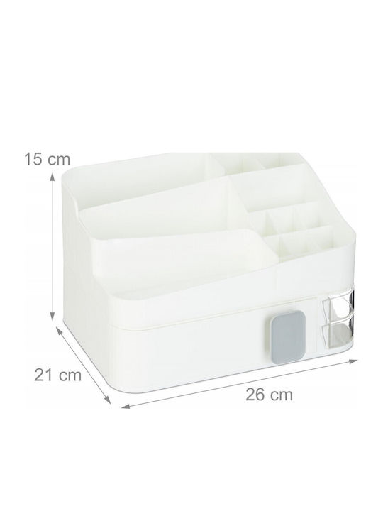 Relaxdays Органайзер За Козметика С Чекмеджета И Разделители Бял 26x21x15см