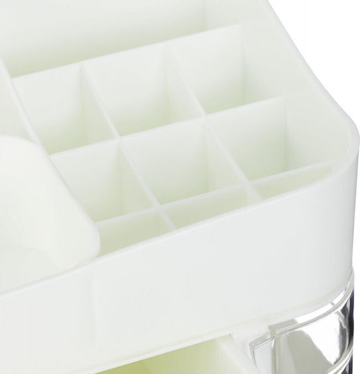 Relaxdays Organizator Cosmetice Cu Sertare Și Separatoare Alb 26x21x15cm