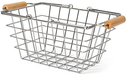 Metal Children's Basket with Wooden Handle Supermarket