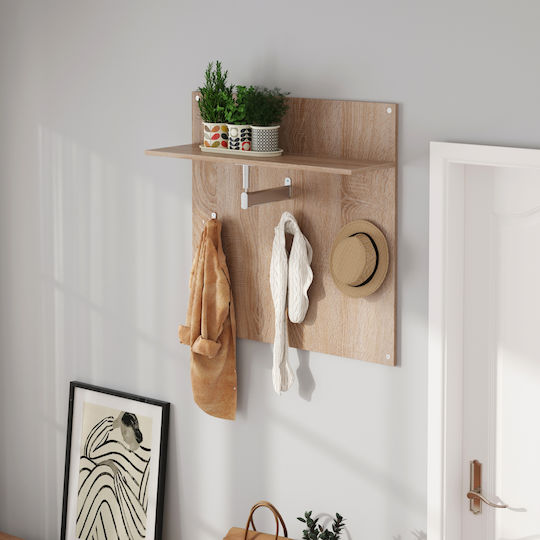 HomeMarkt Wall Hanger Wooden 3 Hooks Brown 80x25x80cm