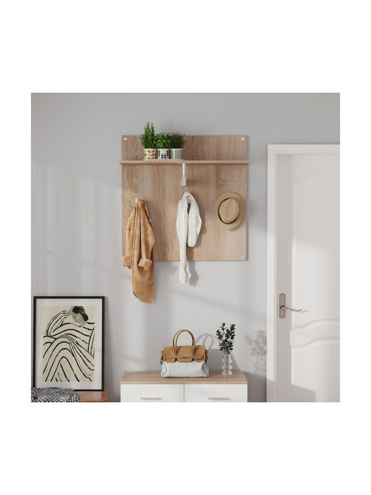 HomeMarkt Agățător De Perete Din Lemn Cu 3 Compartimente Maro 80x25x80cm