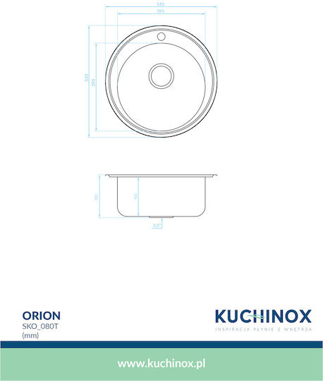 Kuchinox Orion Ένθετος Inox Σατινέ Μ51xΠ51cm Ασημί Kuchinox Orion Ένθετος Inox Σατινέ Μ51xΠ51cm Ασημί