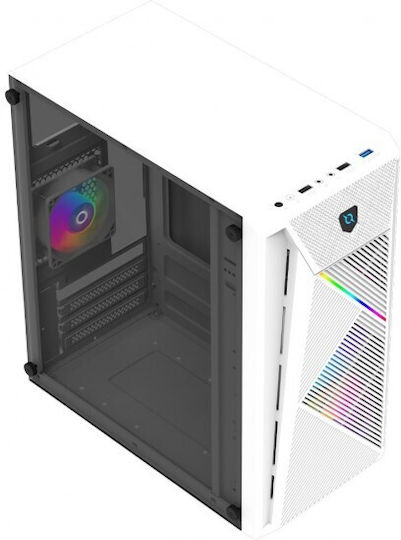 Aqirys Bellatrix PRO Gaming Mini Tower Κουτί Υπολογιστή με Πλαϊνό Παράθυρο και RGB Φωτισμό Λευκό