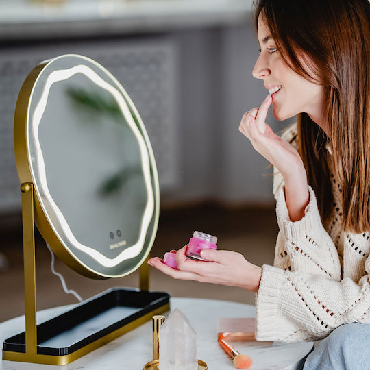Beautifly Огледало За Грим Настолно Vanity Със Светлини 52x42см Златисто