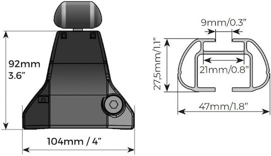 Menabo 130cm. pentru Peugeot Partener 2008-2018 (Set cu picioare)