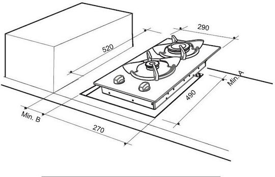 Crown VCG 30S/VC G32S Domino Gas Cooktop Autonomous 30x51εκ.