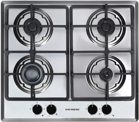 Hausberg Εστία Υγραερίου Αυτόνομη Inox 59x50εκ. Ασημί