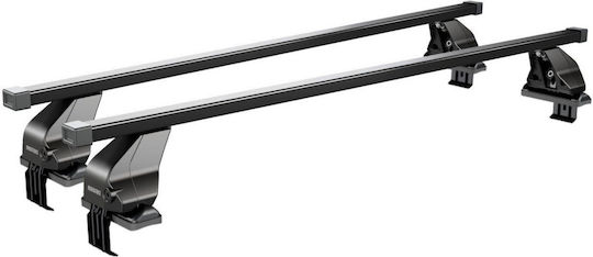Menabo Bare De Acoperiș Oțel 112 Cm Pentru Suzuki Splash Nissan Note 5d 2008+ Set Cu Picioare Negre