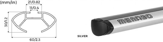 Menabo Bare De Acoperiș Din Aluminiu 137 Cm Pentru Mazda 3 5D 2019+ Set Cu Picioare Argintii