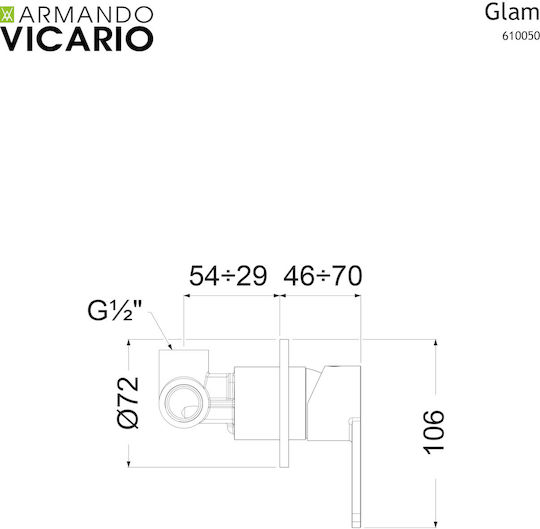 Armando Vicario Glam Built-in Faucet Mixer for Shower 1 Exit