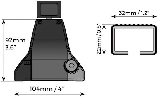Menabo 130cm. pentru Fiat Scudo Nissan Notă 2007-2016 (Set cu picioare) Negre