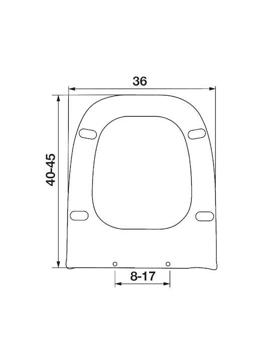 Elvit Plastic Soft Close Toilet Slim Seat White 40-45cm