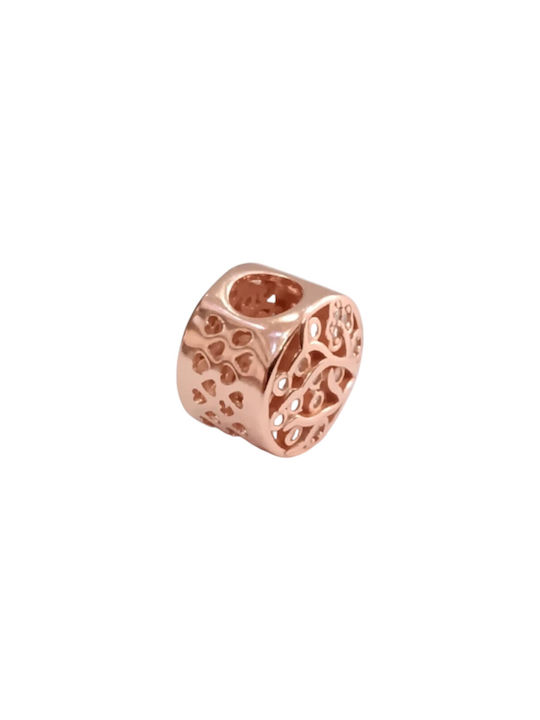 Kalliopi Silver Charm from Pink Gold Plated Silver with Zircon