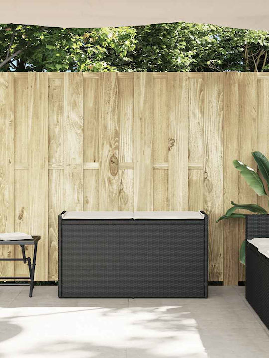 vidaXL Cutie de depozitare pentru exterior Rattan Negru L100xW45xH57buc