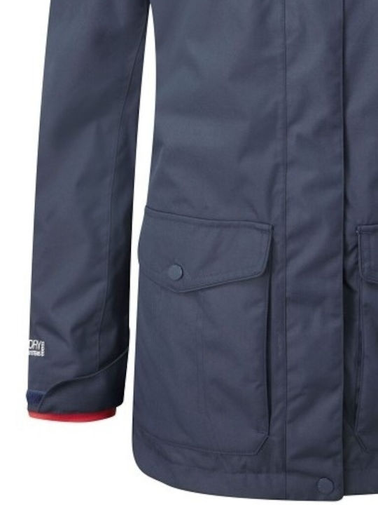 Women's Long Lifestyle Jacket Waterproof for Winter with Hood Blue