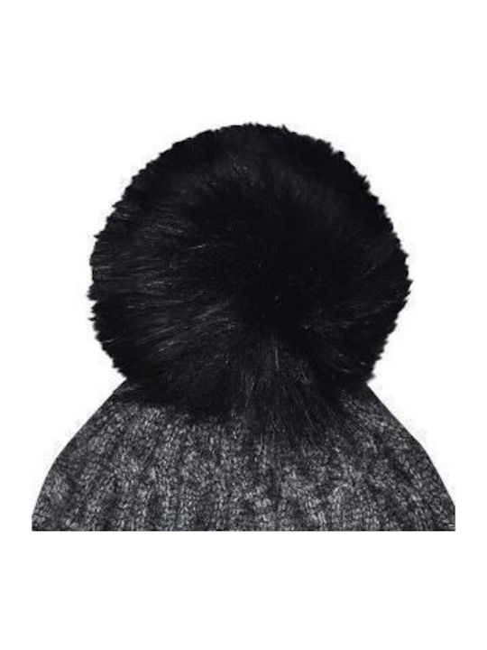 Pom Pom Beanie Beanie Knitted in Gray color