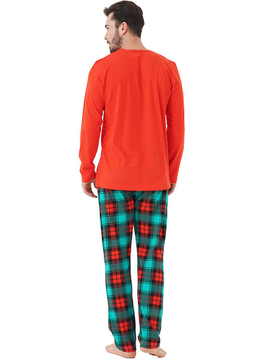 Vienetta Man men's cotton pyjamas ''The Daddy Elf''-106199b Red