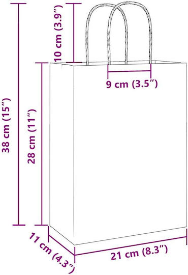 vidaXL Χάρτινη Τσάντα για Δώρο Ροζ 21x28x11εκ. 50τμχ