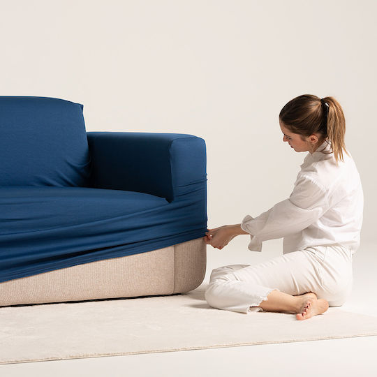 Aithrio Multistretch Anza Elastic Cover for Three Seater Sofa C/4 Blue 1pcs ANZA-C/4-Μπλε-Τριθέσιος