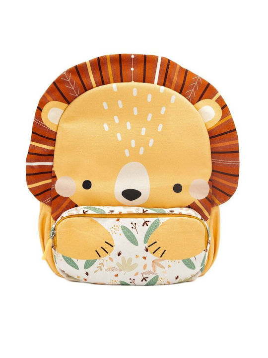 Sassi Junior Lion Σχολική Τσάντα Πλάτης Νηπιαγωγείου Κίτρινη με Θήκη για Παγούρι