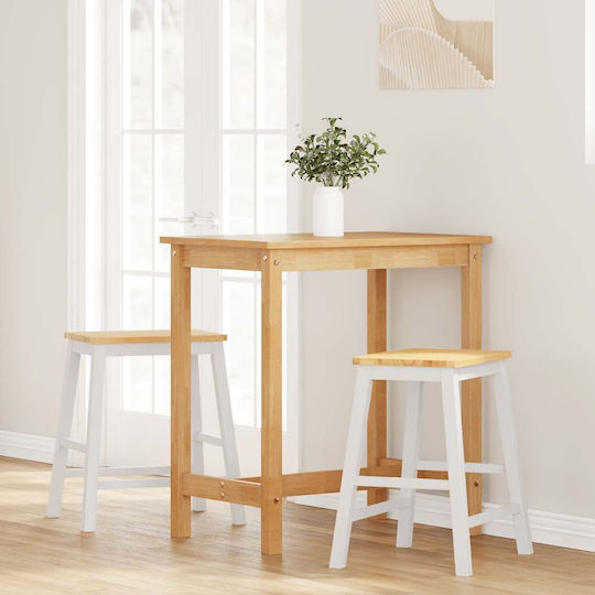 Stool Bar with Backrest Wooden Coffee 2pcs 52x41x63cm