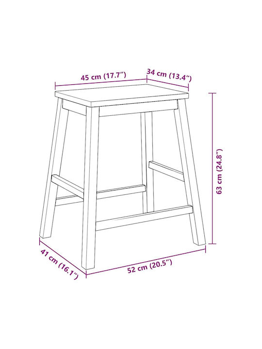 Hocker Bar mit Rückenlehne Hölzernes Coffee 2Stück 52x41x63cm