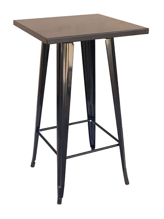 Relix Square Table Bar Wooden with Metal Frame Black Velvet-Black Metal 60x60x103cm