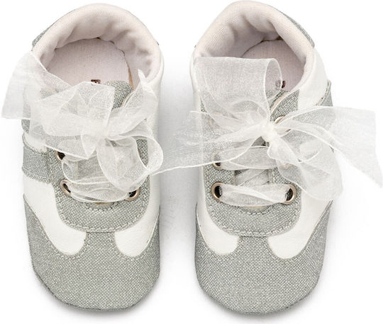 Babywalker Silver Baptism Leather Sneakers