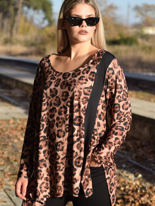 Plus Size Γυναικεία Μπλούζα Animal Print Λεοπάρ