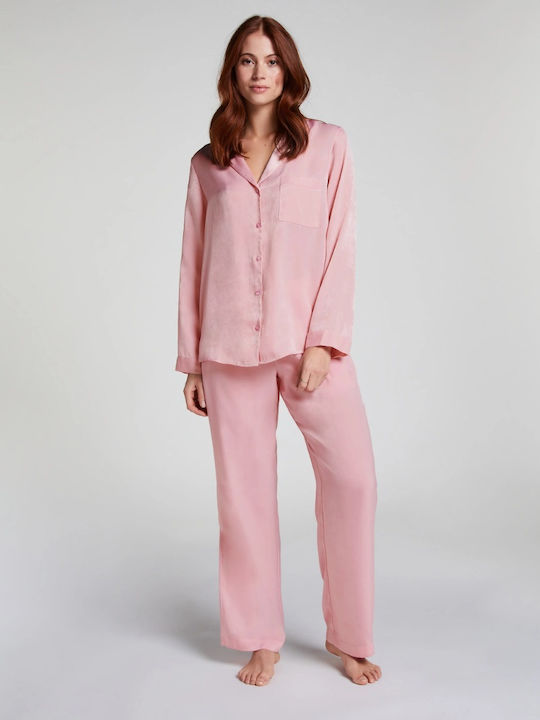 Hunkemöller Winter Satin Women's Pyjama Pants Silver Pink