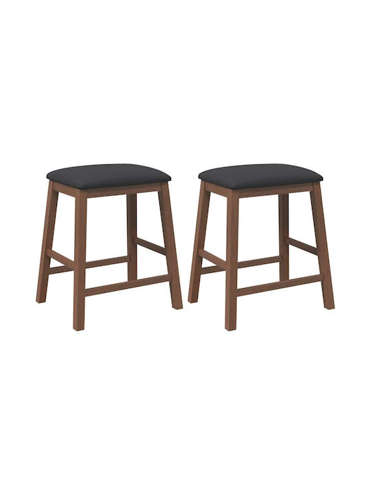 Stool Bar with Backrest Wooden Coffee 2pcs 52x41x63cm