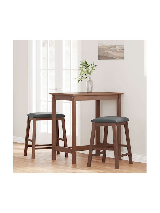 Stool Bar with Backrest Wooden Coffee 2pcs 52x41x63cm