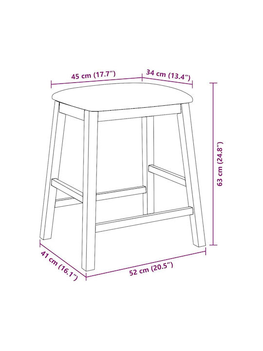 Stool Bar with Backrest Wooden Coffee 2pcs 52x41x63cm