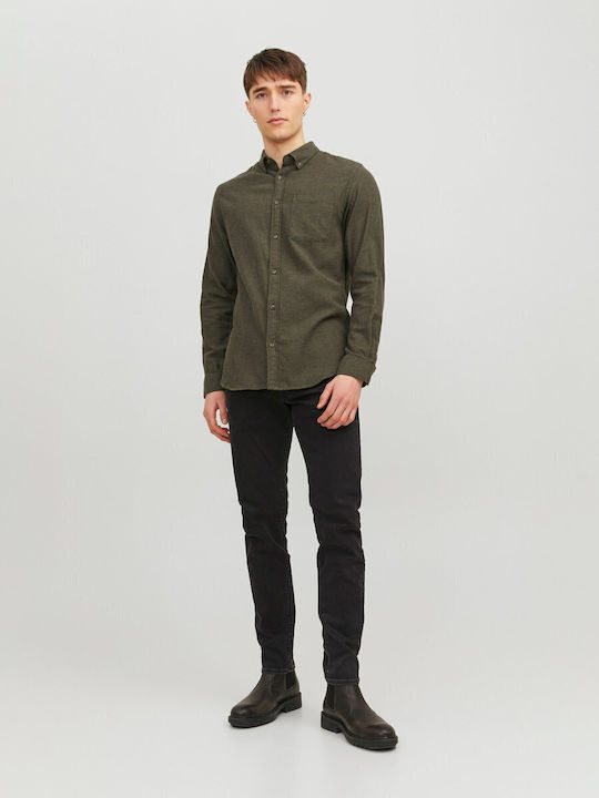 Melange Long-sleeved Flannel Shirt Rosin