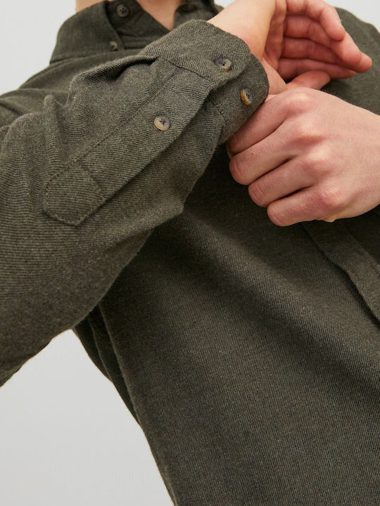 Melange Long-sleeved Flannel Shirt Rosin