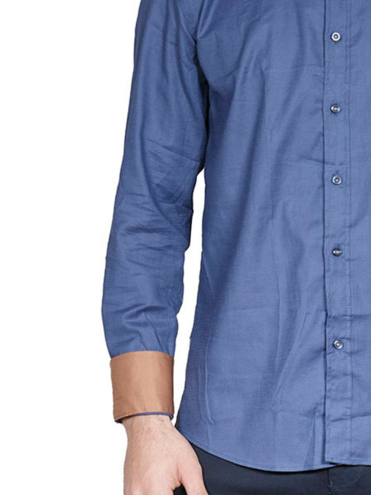 Long-sleeved Cotton Shirt Blue