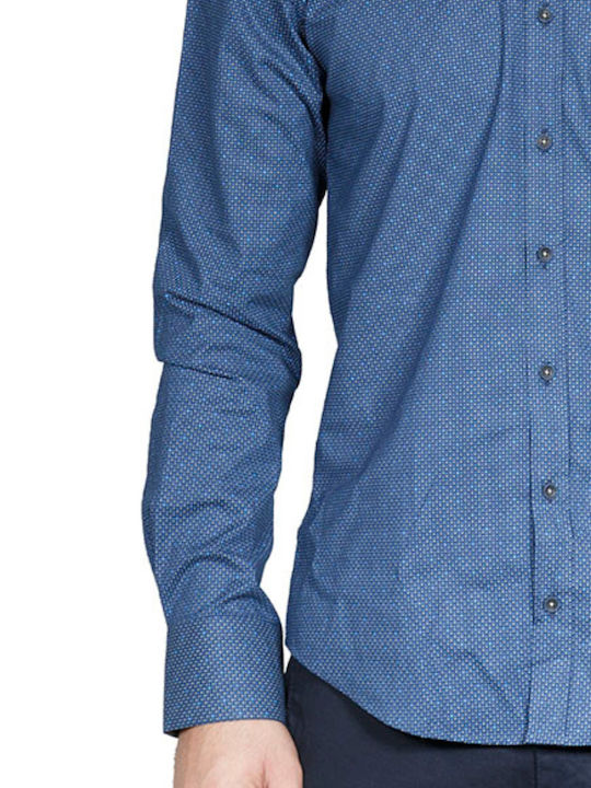 Long-sleeved Cotton Shirt Blue