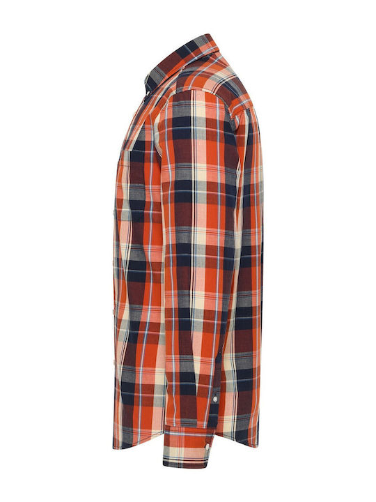 Long Sleeve Shirt in Regular Fit Orange Checked