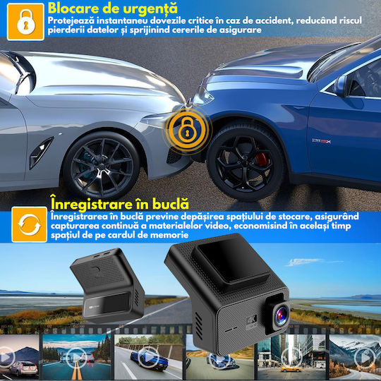 Set Camera DVR Auto 4K cu Ecran 1.47" pentru Parbriz & Camera de Marsarier