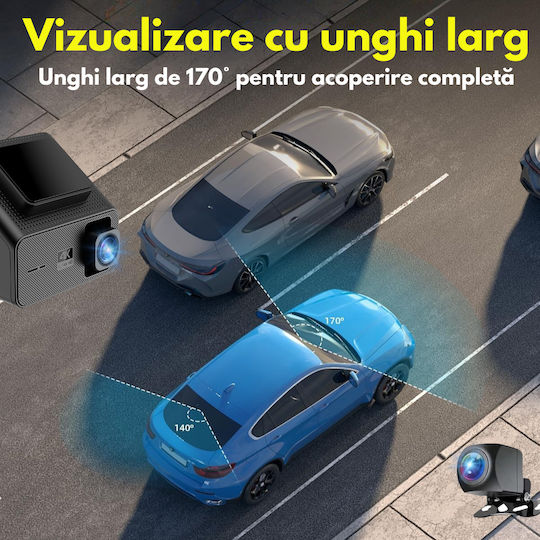 Set Camera DVR Auto 4K cu Ecran 1.47" pentru Parbriz & Camera de Marsarier