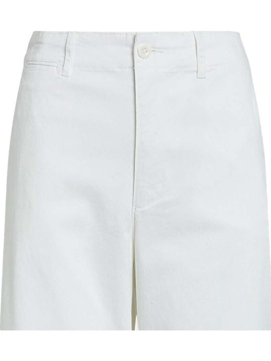 Dama Tesatura Capri Pantaloni White
