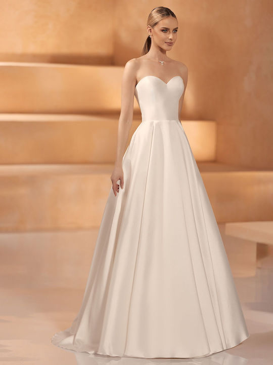 Maxi Νυφικό Φόρεμα Strapless Ιβουάρ